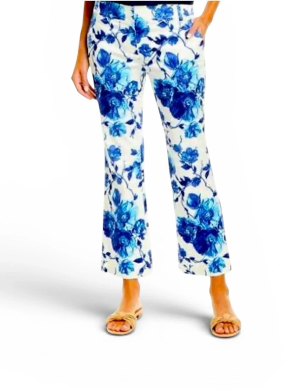 Tory Burch Kara Pant in Blue & White Rosemont Size 6 LIKE NEW